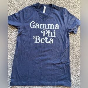 Gamma Phi Beta navy blue cotton v-neck tee